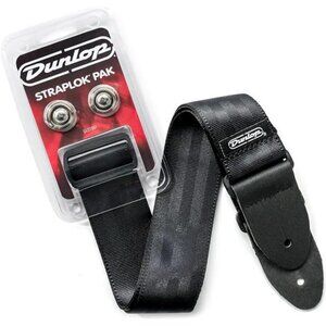 Black Guitar Strap Seat Belt Material Leather Ends Adjustable Electric Acoustic